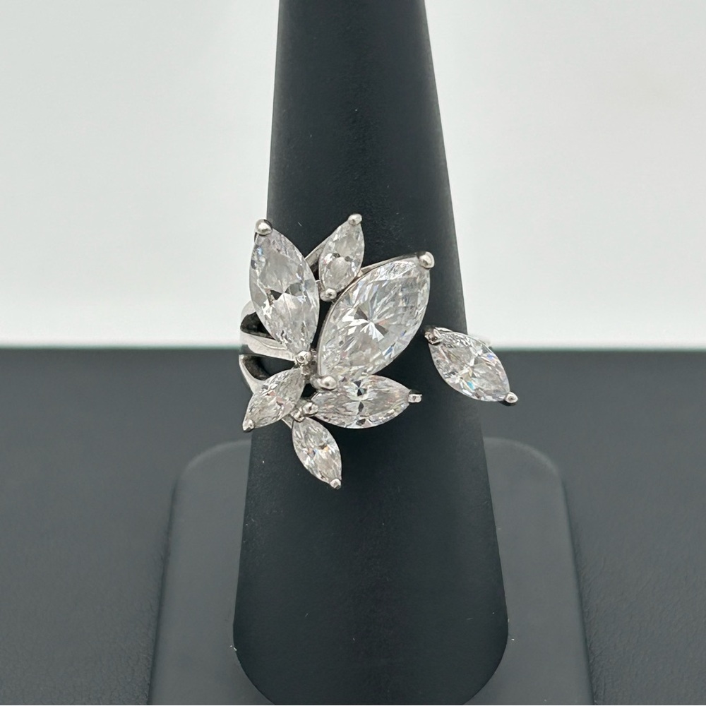 Anna Zuckerman Sterling Silver Marquise Cut Cluster Ring